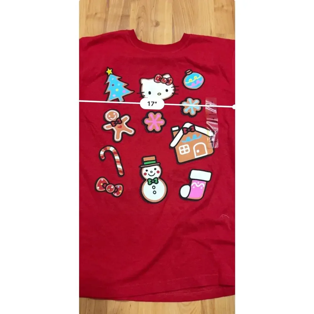 Hello Kitty Christmas Cookies Adult T Shirt Red Small NWT